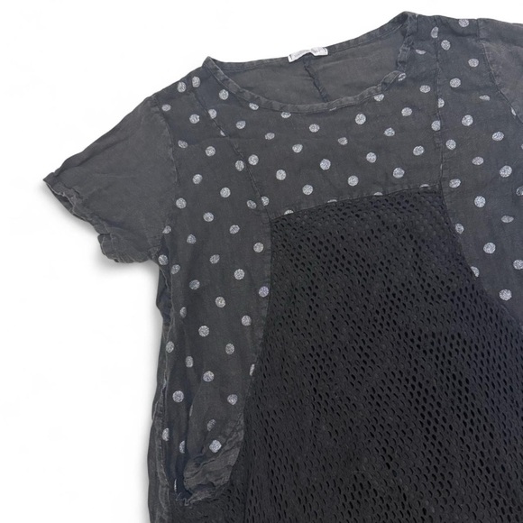 Charcoal & Black Polkadot Netted Dress - Picture 2 of 4